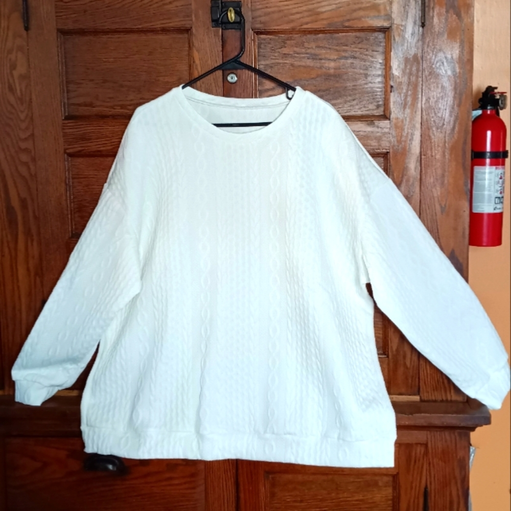 Size 4x Textured Crew Neck Fancy Sweatshirt /Sweater Med Weight 59" Bust